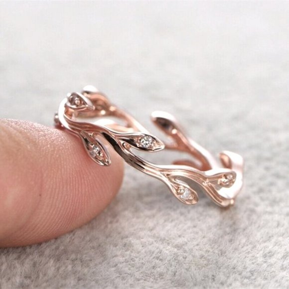 Jewelry - New 14k Rose Gold 925 Silver Diamond Ivy Ring